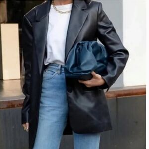 Rebecca Minkoff Black Faux Leather Blazer NWOT, pristine